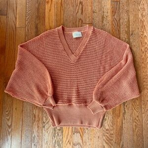 Melon pink salmon waffle knit sweater